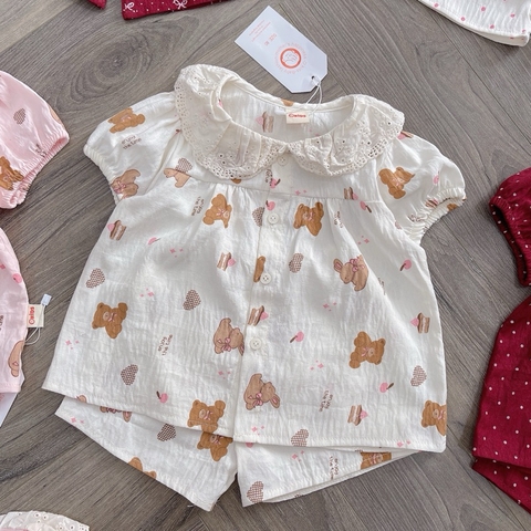 BỘ BABYDOLL CỔ REN CHO BÉ
