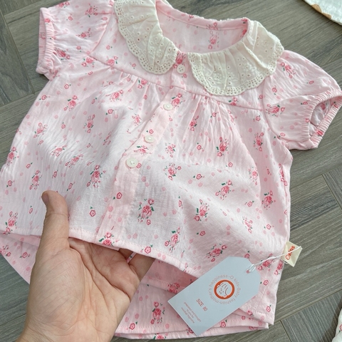 BỘ BABYDOLL CỔ REN CHO BÉ