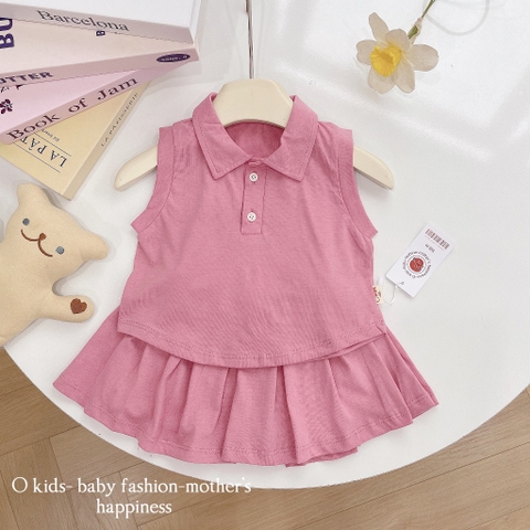 BỘ POLO TRƠN SÁT NÁCH MIX CHÂN VÁY CHO BÉ