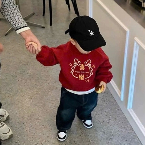 SET ÁO NỈ ĐỎ QUẦN BÒ CHO BÉ