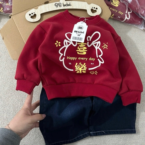 SET ÁO NỈ ĐỎ QUẦN BÒ CHO BÉ