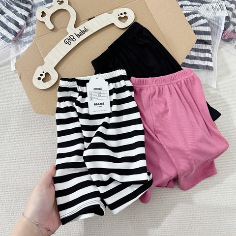 SET 3 QUẦN LEGGING ĐÙI ĐEN HỒNG KẺ