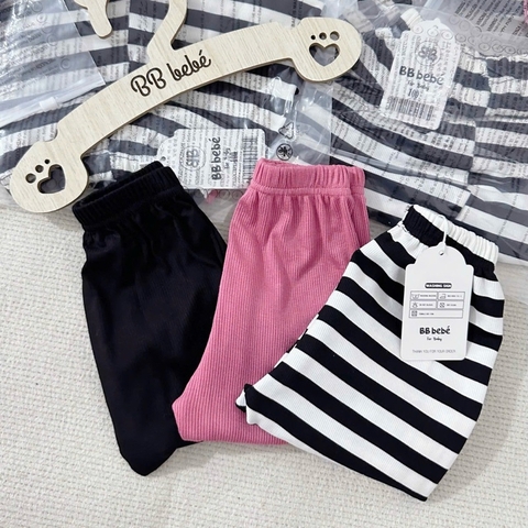 SET 3 QUẦN LEGGING ĐÙI ĐEN HỒNG KẺ
