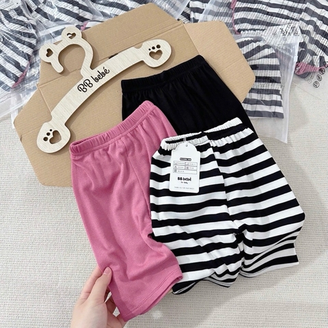 SET 3 QUẦN LEGGING ĐÙI ĐEN HỒNG KẺ