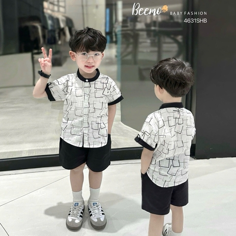 BỘ SƠ MI ĐŨI XƯỚC CỔ TÀU CHO BÉ