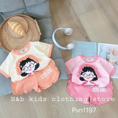 BỘ COTTON CỘC TAY IN HÌNH CÔ GÁI