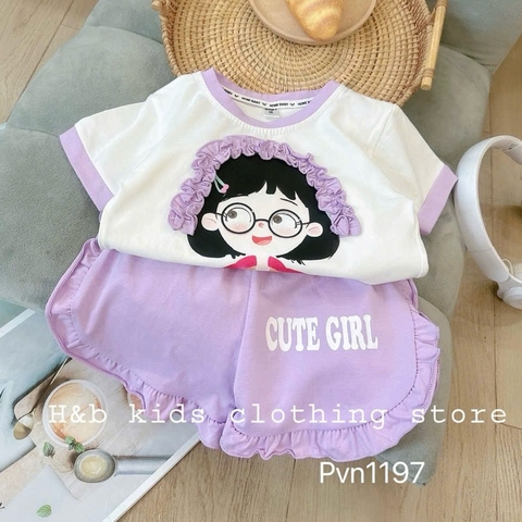BỘ COTTON CỘC TAY IN HÌNH CÔ GÁI