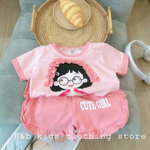 BỘ COTTON CỘC TAY IN HÌNH CÔ GÁI
