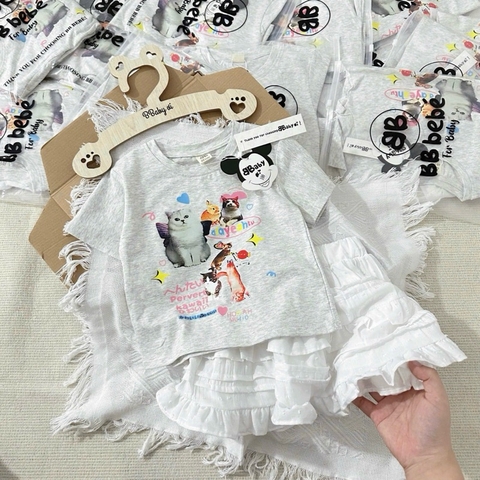 SET ÁO MIX CHÂN VÁY MICKEY XÁM