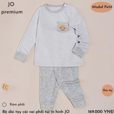 JO - BỘ DÀI TAY PHỐI TÚI CHẤT PETIT CHO BÉ