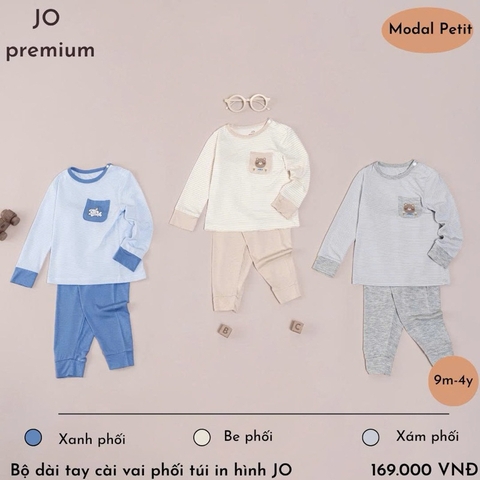 JO - BỘ DÀI TAY PHỐI TÚI CHẤT PETIT CHO BÉ