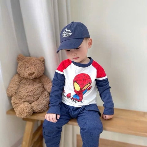 BỘ DÀI TAY NGƯỜI NHỆN QUẦN TÚI HỘP CHO BÉ