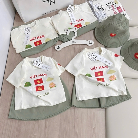 SET ĐỘC LẬP TONE XANH KÈM MŨ