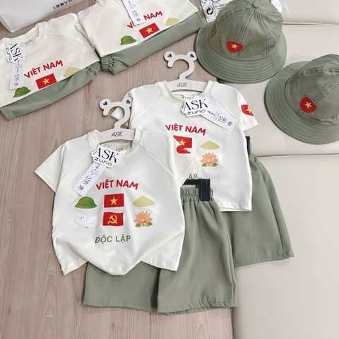 SET ĐỘC LẬP TONE XANH KÈM MŨ