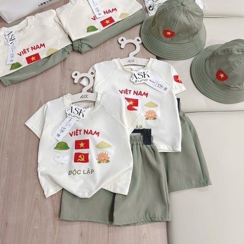 SET ĐỘC LẬP TONE XANH KÈM MŨ