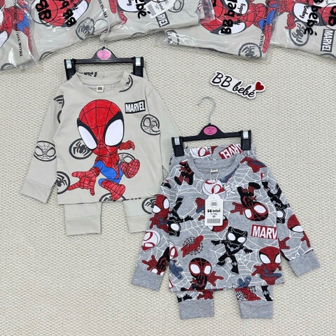 SET 2 BỘ NHỆN DÀI TAY TONE BE XÁM