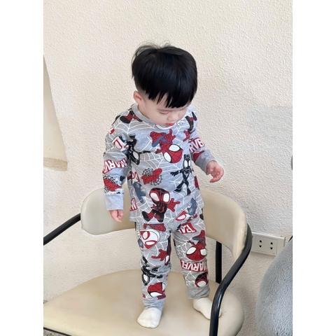 SET 2 BỘ NHỆN DÀI TAY TONE BE XÁM