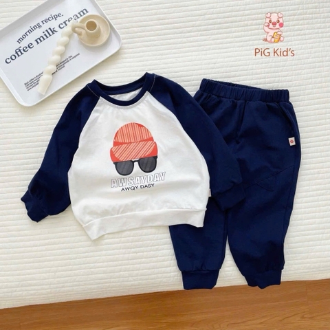 BỘ DÀI TAY RAGLAN IN NGỰC CHO BÉ