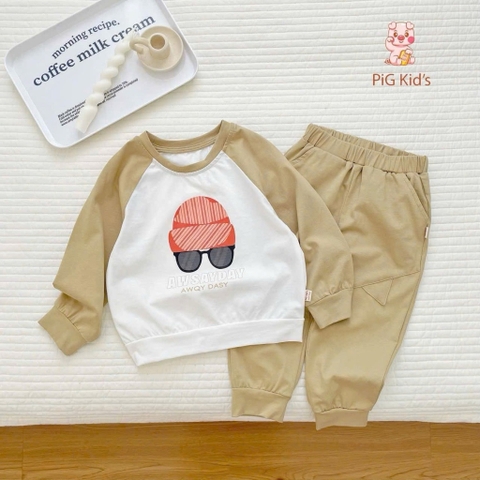 BỘ DÀI TAY RAGLAN IN NGỰC CHO BÉ