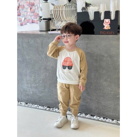 BỘ DÀI TAY RAGLAN IN NGỰC CHO BÉ