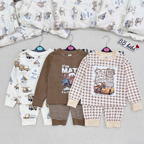 SET 3 BỘ DÀI TAY Ô TÔ NÂU CHO BÉ