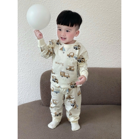 SET 3 BỘ DÀI TAY Ô TÔ NÂU CHO BÉ