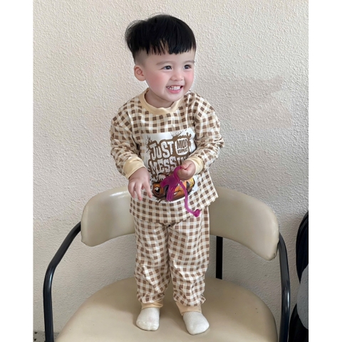 SET 3 BỘ DÀI TAY Ô TÔ NÂU CHO BÉ