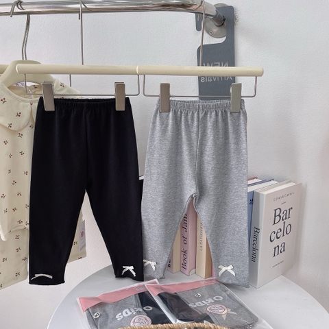 SET 2 QUẦN LEGGING DÀI BÉ GÁI ĐEN GHI