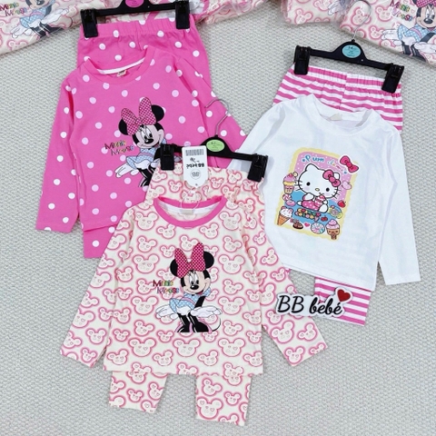 SET 3 BỘ DÀI TAY MICKEY HỒNG CHO BÉ