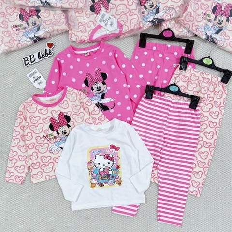 SET 3 BỘ DÀI TAY MICKEY HỒNG CHO BÉ