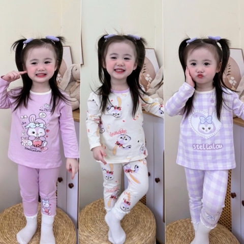 SET 3 BỘ DÀI TAY STELLA TONE TÍM KẺ CHO BÉ
