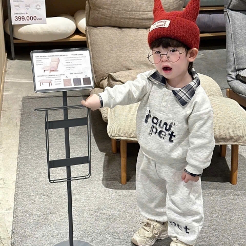BỘ POLO NỈ PHỐI KẺ PAW PET CHO BÉ