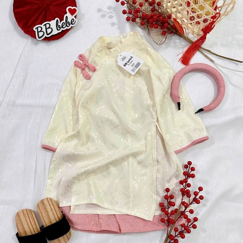 ÁO DÀI LỤA GẤM TONE VÀNG MƠ SIÊU XINH