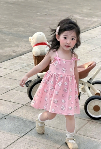 SET 2 VÁY HAI DÂY TONE BE HỒNG CHO BÉ