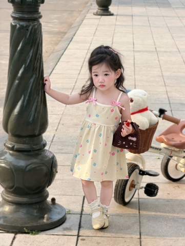 SET 2 VÁY HAI DÂY TONE BE HỒNG CHO BÉ
