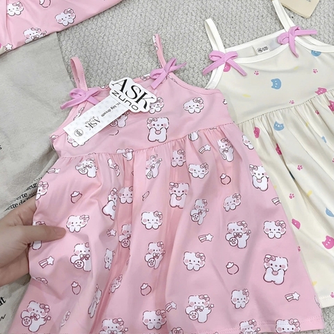 SET 2 VÁY HAI DÂY TONE BE HỒNG CHO BÉ