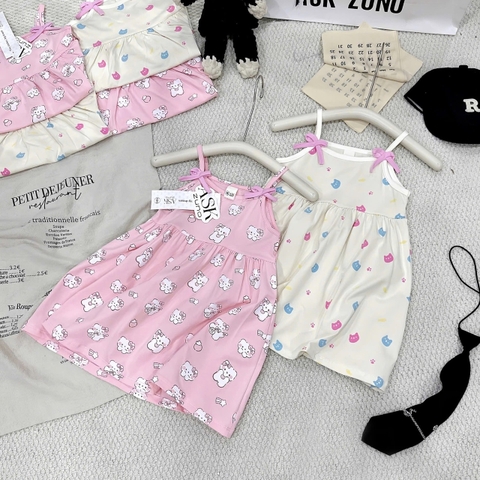 SET 2 VÁY HAI DÂY TONE BE HỒNG CHO BÉ
