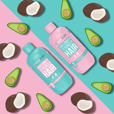 Bộ Dầu Gội Dầu Xả Hỗ Trợ Mọc Tóc HAIRBURST Avocado Coconut For Longer Stronger Hair 350mlx2