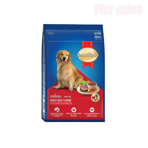 Thức ăn cho chó hạt Smartheart Roast Beef Adult dành cho chó lớn vị bò nướng - Pet Cưng