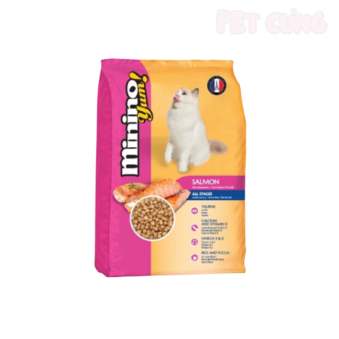 Thức ăn cho mèo hạt Minino Yum Salmon vị cá hồi - Pet Cưng