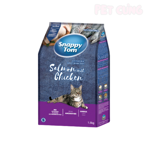 Thức ăn cho mèo hạt Snappy Tom Salmon Chicken vị cá hồi và gà - Pet Cưng