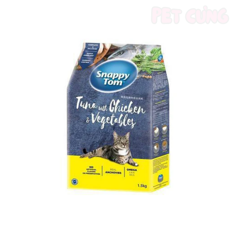 Thức ăn cho mèo hạt Snappy Tom Tuna Chicken Vegetables vị cá ngừ, gà và rau củ - Pet Cưng
