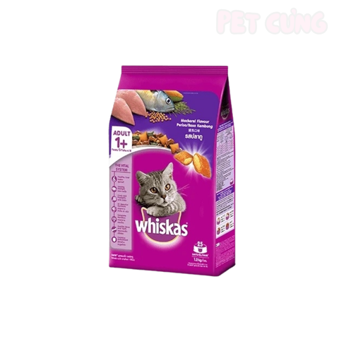 Thức ăn cho mèo hạt Whiskas Mackerel Adult dành cho mèo lớn vị cá thu - Pet Cưng