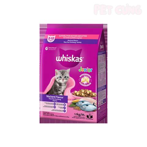 Thức ăn cho mèo hạt Whiskas Mackerel Kitten dành cho mèo con vị cá thu - Pet Cưng