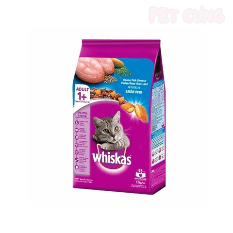 Thức ăn cho mèo hạt Whiskas Seafood Adult dành cho mèo lớn vị hải sản - Pet Cưng