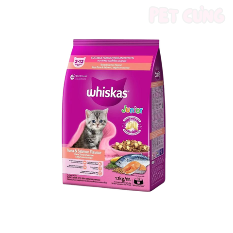 Thức ăn cho mèo hạt Whiskas Tuna And Salmon Kitten dành cho mèo con vị cá ngừ và cá hồi - Pet Cưng