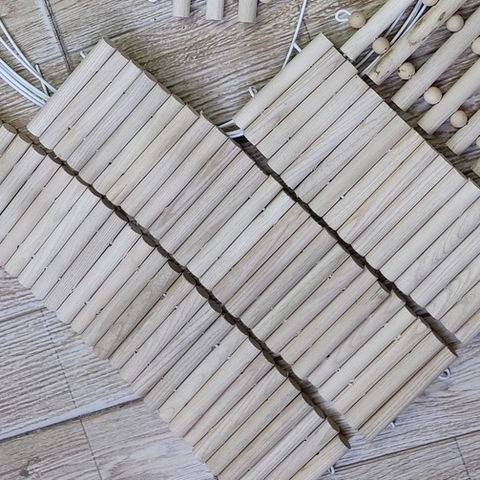 Thang gỗ uốn 10x25cm, 40cm, 50cm leo trèo cho hamster, ốc mượn hồn, hang trú ẩn hình thang