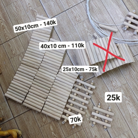 Thang gỗ uốn 10x25cm, 40cm, 50cm leo trèo cho hamster, ốc mượn hồn, hang trú ẩn hình thang