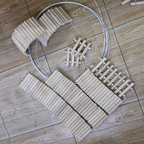 Thang gỗ uốn 10x25cm, 40cm, 50cm leo trèo cho hamster, ốc mượn hồn, hang trú ẩn hình thang