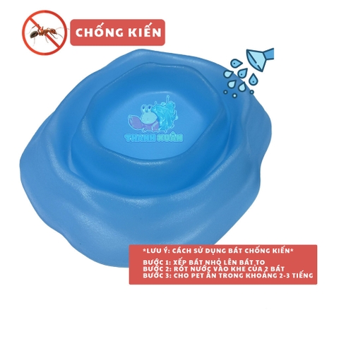 COMBO 2 Bát ăn chén nước màu xanh có thể kết hợp 2 cái làm bát ăn chống kiến